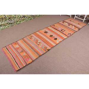 Turkish 3x10.8 ft <b>Rug</b>, <b>Runner</b> Vintage <b>Rug</b>, Orange Pink Moroccan <b>Rug</b> - Product Image 2