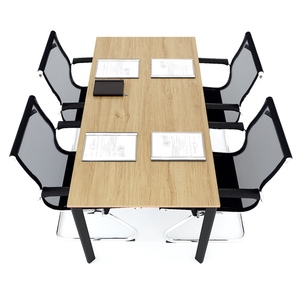 Ministerial <b>Table</b> 160x80cm Made of Melamine-Coated Plywood with Oval Iron Legs HBOV044 <b>Office</b> Furniture Adjustable for Hotel Use - Product Image 2