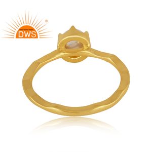 Meilleure vente Bague empilable en argent sterling plaqué or 18 carats avec perle naturelle et pierres précieuses Demi Fine Jewelry Manufacturer - Product Image 5