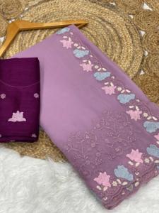 Incroyable Crush De Couleur Avec Resham Broderie Saree Femme Fabrication De Mode De L'Inde Au Taux Le Plus Bas - Product Image 4