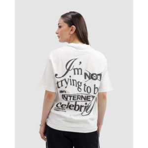 T-shirt ajusté style célébrité internet, 100% coton jersey respirant, décontracté, coupe ample et oversize, avec logo uni, coupe courte, design vierge - Product Image 4