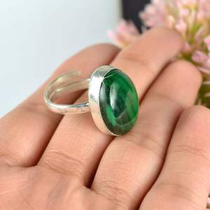 Top vente 100% naturel vert Malachite pierres précieuses anneaux de mariage merveilleux qualité lunette réglage pour les femmes unisexe Soha Agate - Product Image 3