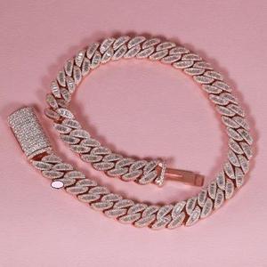 Cadena de eslabones cubanos de diamante Moissanite con corte de Baguette de 14mm, magnífico encanto de joyería de eslabones de Hip Hop para regalos, Plata de Ley 925 - Product Image 5