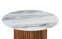 Marbre naturel de conception de vente chaude avec la base en bois incurvée de forme ronde Living Home Table basse en marbre trempé robuste et durable