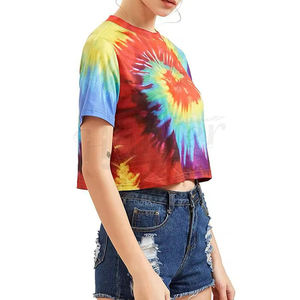 เสื้อยืดเอวลอยสำหรับผู้หญิงเสื้อครอปแฟชั่นฤดูร้อนดีไซน์ล่าสุด - Product Image 6