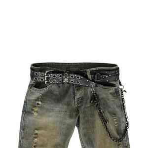 Pantalon en jean noir à strass, streetwear, coupe ample, jeans scintillants, mode homme, décontracté, jambe large, vente en gros personnalisée, pantalon à pierres - Product Image 2