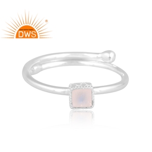 Best Quality Fine Sterling Silver Natural Rainbow <b>Moon</b> Stone Gemstone Stackable <b>Ring</b> Custom Jewelry Manufacturer - Product Image 3