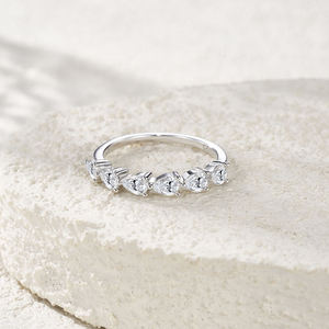 Anillo de Compromiso de Lujo con Moissanita Corte Pera de 3x5mm, Media Eternidad, Moderno, para Boda, Aniversario, Fiesta, Plata de Ley S925, Regalo - Product Image 5