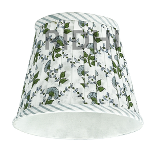 Abat-jour plissé en coton bio fait main bleu clair de luxe indien Ridhi pour la décoration intérieure et les couvre-lampes - Product Image 4