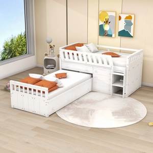 Lineage Corporation Lit superposé double en bois massif avec sept tiroirs Cinq tiroirs supplémentaires pour un rangement efficace dans la chambre à coucher - Product Image 1