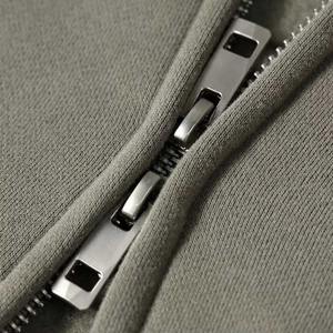 เสื้อมีฮู้ดแบบซิปคู่สำหรับผู้ชาย100% 2025ผ้าฝ้ายสีน้ำตาลล้วนแบบหนามีฮู้ดแบบซิปเต็มรูปแบบ350-450กรัม - Product Image 4