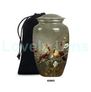 Venta caliente de aluminio grande de cremación de pájaros cardinales urna para adultos para cenizas humanas urna decorativa de tamaño completo con bolsa de terciopelo gratis - Product Image 4