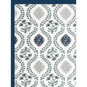 Mantel de seis plazas con estampado de bloques de mano Rajasthani de algodón puro con motivos de Azul Real - Product Image 1