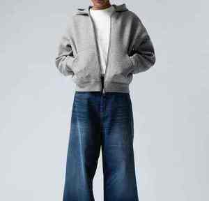 Fabricants de haute qualité épaule tombante luxe poids lourd français éponge surdimensionné fermeture éclair hommes recadrée Boxy sweats à capuche pour hommes - Product Image 4