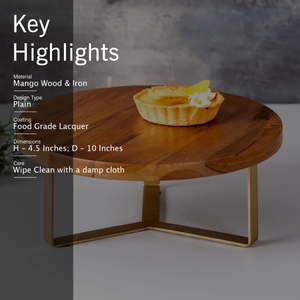 Solid Wood Cake Stand with Durable Metal Base Elegant <b>Table</b> <b>Top</b> Centerpiece for Serving Cookies Desserts Platter Box Included - Product Image 6