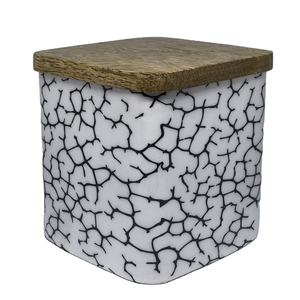 Vela de hierro de Metal con diseño de lujo, bote de resina impreso para fabricación de velas, vela de alta calidad con tapa de madera - Product Image 1