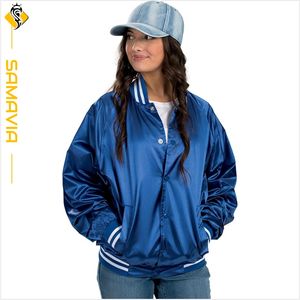 Chaqueta universitaria de lana personalizada OEM para hombre, Chaqueta estilo bombardero de béisbol con botón a presión - Product Image 6