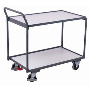 Variofit 250 Kg Capacity ESD <b>Table</b> Trolley <b>with</b> 2 Loading Shelves and Solid Rubber Tyres Electric Four-<b>Wheel</b> for Industrial Use - Product Image 1