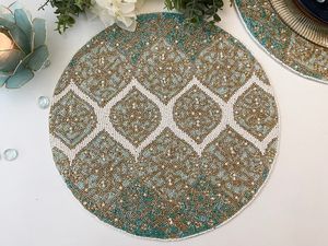 <b>Beaded</b> <b>Placemat</b> Handmade Charger Luxury Dining Holiday Decor Unique Piece Housewarming MS Handicraft Non-Slip - Product Image 2