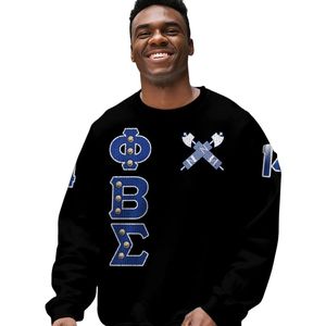 Phi Beta Sigma 1914 Premium Acrylique Pull En Tricot Bleu Blanc Chenille Lettres Grecques Sigma Beta Fraternité Pull - Product Image 5