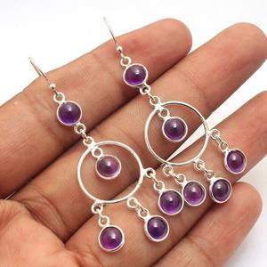 Boucles d'oreilles pendantes en améthyste tendance au meilleur design, argent sterling 925, cadeau de mariage pour femmes, bijoux de fête, création Jessica JC0400 - Product Image 2