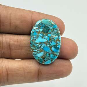 Alta calidad 29.60Ct cobre azul natural turquesa piedra preciosa suelta personalizable forma ovalada 31X21X5MM piedra preciosa Lisa 31X21X5MM" - Product Image 3