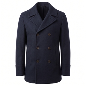 <b>Men's</b> Winter <b>Wool</b> Blend Peacoat Classic <b>Double</b>-<b>Breasted</b> Warm Casual <b>Coat</b> OEM ODM Wholesale Factory Custom Logo - Product Image 1