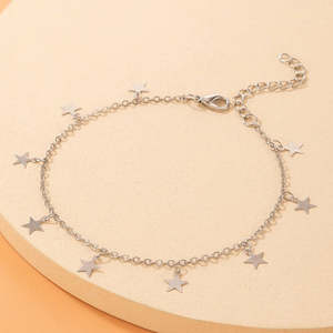 Pulsera de Tobillo con Dijes de Estrella Plateada Hallmark, Joyería Bohemia Chapada en Oro con Moissanita, Zirconia y Diamantes de Imitación para Chicas, Regalo Perfecto - Product Image 2