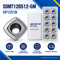 Plaquettes de fraisage en carbure résistantes à l'usure JiuzhouTimes SDMT150512-GM SP1251B revêtues PVD 90 HRA pour fraisage frontal CNC de l'acier
