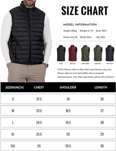 Gilet matelassé sans manches pour homme, imperméable, respirant, coupe-vent, séchage rapide, en toile, col montant, 100% polyester, décontracté - Product Image 5
