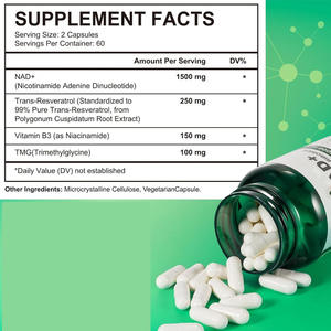 Capsules de resvératrol pur NAD en gros Nicotinamide Mononucléotide Alternative NAD + Booster - Product Image 3