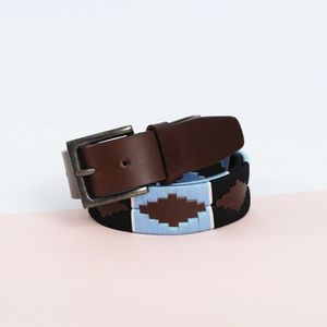 Ceinture en cuir polo brodée à la main multicolores de haute qualité, boucle en argent, anti-poussière, accessoires de sport unisexes pour les motards - Product Image 1