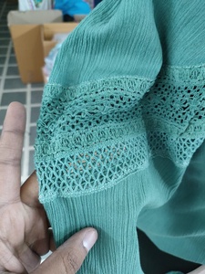 Natural Organic Summer Cotton Breezy Front Button Sand Beaches Women Cord Set Boho Ladies Lace Decorated Blouse & Shorts Combo - Product Image 3