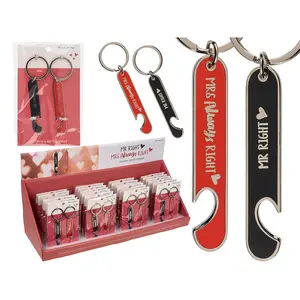 Sr. Right & Mrs. Llaveros de aleación con forma de corazón Always Right, serigrafía UV e impresión láser, juego de regalo de moda de 2 piezas - Product Image 5