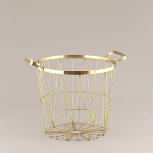 Cesta de almacenamiento de Metal hecha a mano, malla tejida chapada en oro, cestas de mesa decorativas para cocina con asas convenientes - Product Image 2