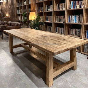 Custom Rustic <b>Solid</b> Oak <b>Wood</b> Modern Farmhouse Square Dining <b>Table</b> with Iron Legs Eco-Friendly Design Assembled for Hotel Use - Product Image 2