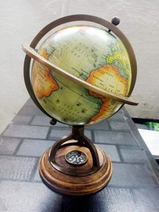 Globe terrestre et carte du monde en laiton antique de 12 pouces avec base en bois, boussole, globe de table nautique, décoration de bureau, articles cadeaux - Product Image 5