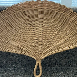 Abanico de Ratán Tejido a Mano Vintage, Arte de Pared, Decoración Rústica Boho para el Hogar - Product Image 2