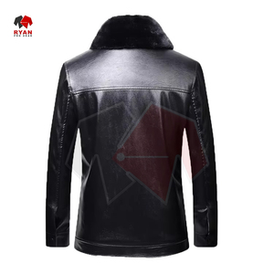 Chaqueta de cuero con cierre de cremallera para hombre, ropa informal de invierno de talla grande, chaqueta de cuero de invierno para hombre personalizada - Product Image 6