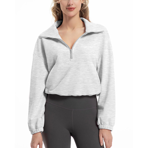 Sudadera Corta con Media Cremallera para Mujer, Transpirable, de Manga Larga, Diseño Profesional para Gimnasio, Ropa Deportiva Moderna - Product Image 1