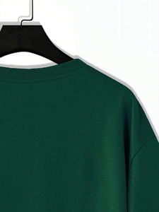 Camiseta de manga corta para hombre, 200 g, algodón, cuello redondo, color sólido, estilo simple, holgada, informal, en oferta, camisetas lisas para hombre - Product Image 3