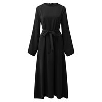 Robe musulmane unie élégante pour femmes manches évasées décontracté Abaya caftan longue robe en jean pour femmes vêtements arabes traditionnels