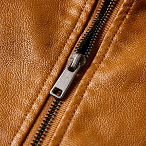 Men's leather jacket in green with <b>shirt</b> <b>collar</b> design and premium buttons for a soft autumn texture - Product Image 2