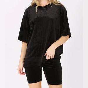 Latest Design High Quality Custom Crop Top Cotton Tracksuit <b>Velvet</b> T-<b>Shirt</b> Short Set Summer Casual Oversized Velour Short Sets - Product Image 2