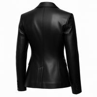 Jaket Blazer Kulit Premium Wanita dengan Kancing Tunggal