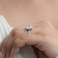 JEWELLERY PLANET Meilleure bague solitaire élégante de style ancien européen avec diamant de laboratoire, fermoir bouton, certifiée par un tiers, or massif