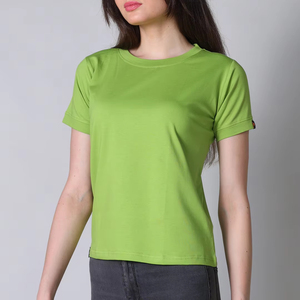 Customized Logo Printed Blank <b>Tshirt</b> Women Adults Knitted <b>YARN</b> DYED Plain Women T Shirts Wholesale 180gsm 100% Cotton India 2025 - Product Image 1