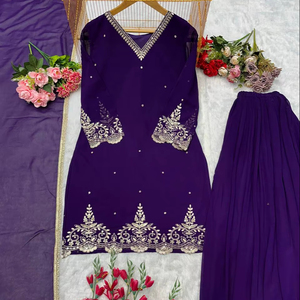 ชุดคอลเลกชั่นปากัสจากอินเดียผ้าจอร์เจียเทียมขนาดใหญ่ออกแบบปักลายสำหรับผู้หญิงชุดปาร์ตี้ล่าสุด - Product Image 1