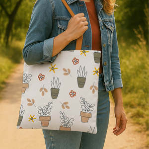 Autumn Cute <b>Canvas</b> Tote <b>Bag</b> with Zipper <b>Drawstring</b> Embroidery Customizable Logo Featuring Chains and Letter Decoration - Product Image 2