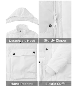 Chaqueta acolchada blanca para hombre, chaquetas cálidas ligeras de invierno, Sudadera con capucha acolchada, abrigo hinchado aislado con cremallera resistente al agua - Product Image 3